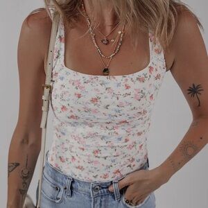 153 - Floral Print Women's Bodysuit